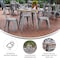Flash Furniture 30 RD Dining Table Brown Poly Top/Silver Frame JJ-T14623-80-BRSL-GG - alternate 6